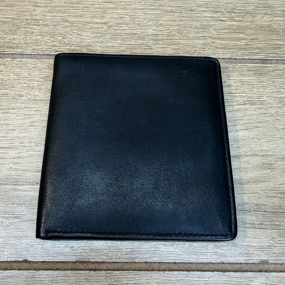 VTG Wilsons Leather Mens Bifold Wallet Black Dual Bill Pocket 12 Card Slots